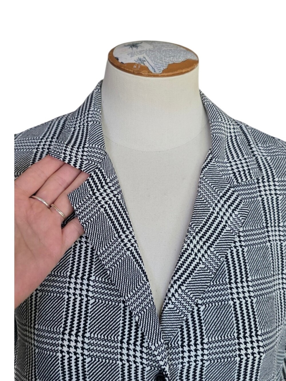 Topshop Black White Plaid Puff Shoulder Blouse Womens Size 8 - Picture 6 of 11